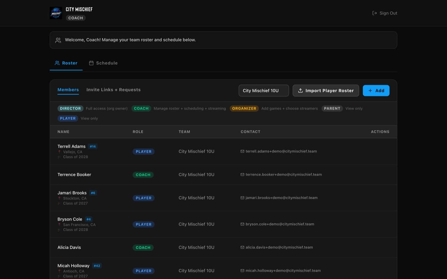 The Affirmi admin dashboard